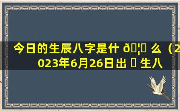 今日的生辰八字是什 🦈 么（2023年6月26日出 ☘ 生八字）